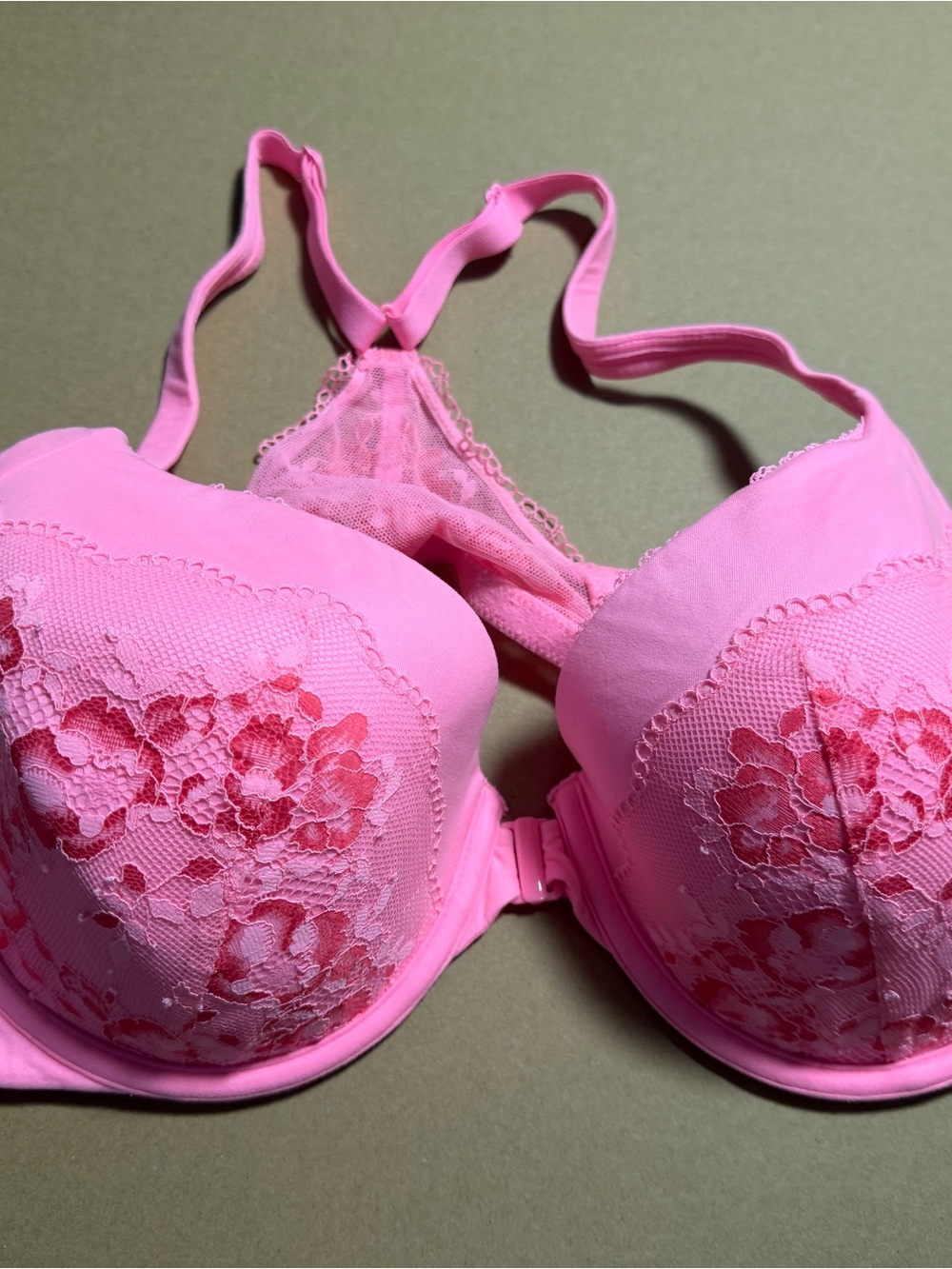 Victoria's Secret Pink Floral Lace Underwire Racerback Bra